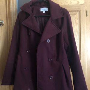 maroon pea coat